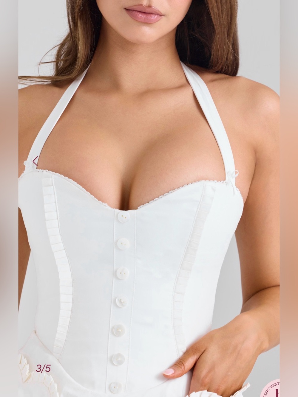 NEW HOUSE OF CB Heidi white cotton halter Minidress Sz XL - Picture 3 of 10
